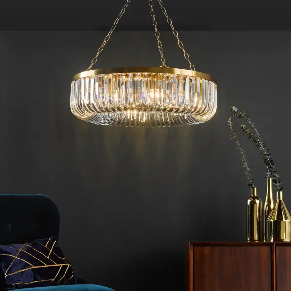 Sigourney 8 Light Satin & Gold Crystal Chandelier